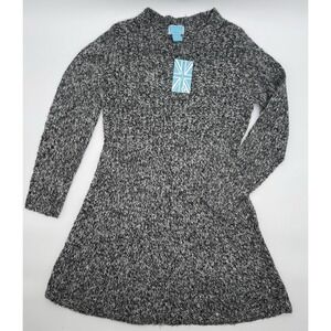 NEW w/ TAGS SURVIVAL BRAND Black Grey Charcoal Tweed Sweater Dress Women's Sz M